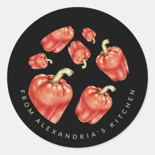 Sticker Rond Poivrons Rouges   Personnalisé Depuis la Cuisine D