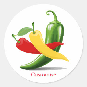 Sticker Rond Poivrons verts rouges chili Thunder_Cove