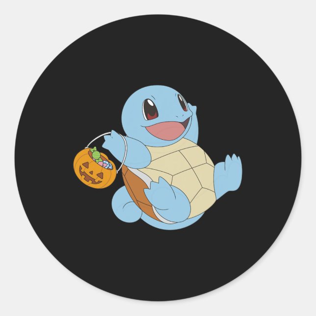 Sticker Rond Pokémon Halloween Équirtle Avec Sa Trace Ou Sa Ten (Devant)