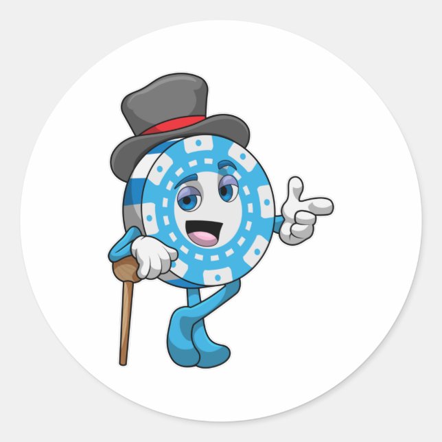 Sticker Rond Poker avec jetons Poker (Devant)