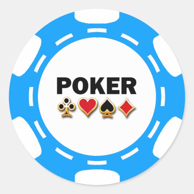 STICKER ROND POKER BLEUE ET BLANC (Devant)