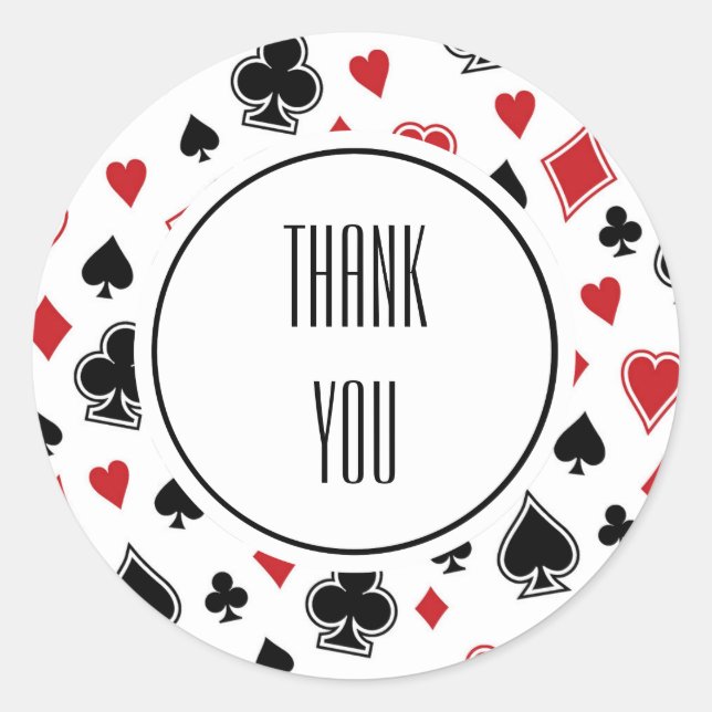 Sticker Rond Poker Card Jeu Casino Merci (Devant)