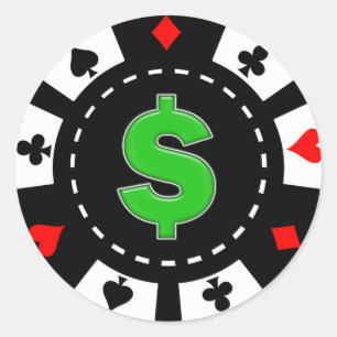 STICKER ROND POKER DE SIGNE DOLLAR