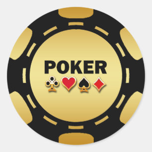 STICKER ROND POKER NOIR ET OR