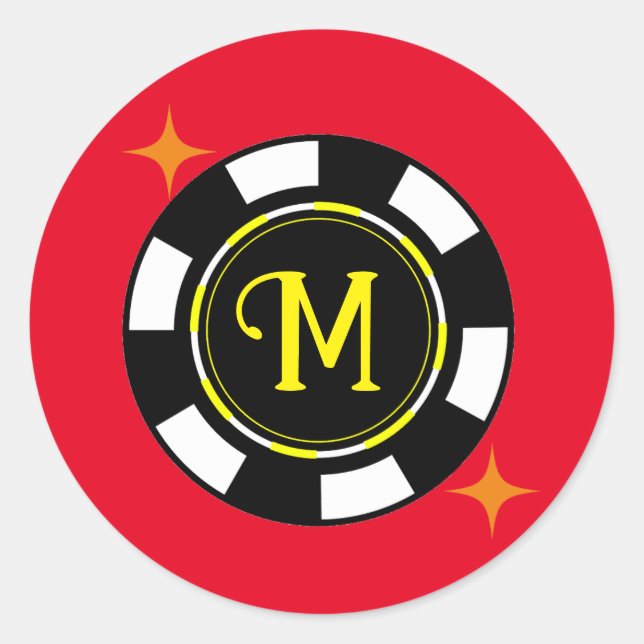 Sticker rond - Poker Personnalisé (ajouter initial (Devant)