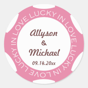 Sticker Rond Poker puce chanceux mariage d'amour en faveur étiq