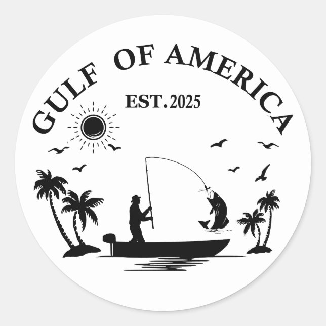 Sticker Rond Pôle de pêche du golfe d'Amérique patriotique amér (Devant)