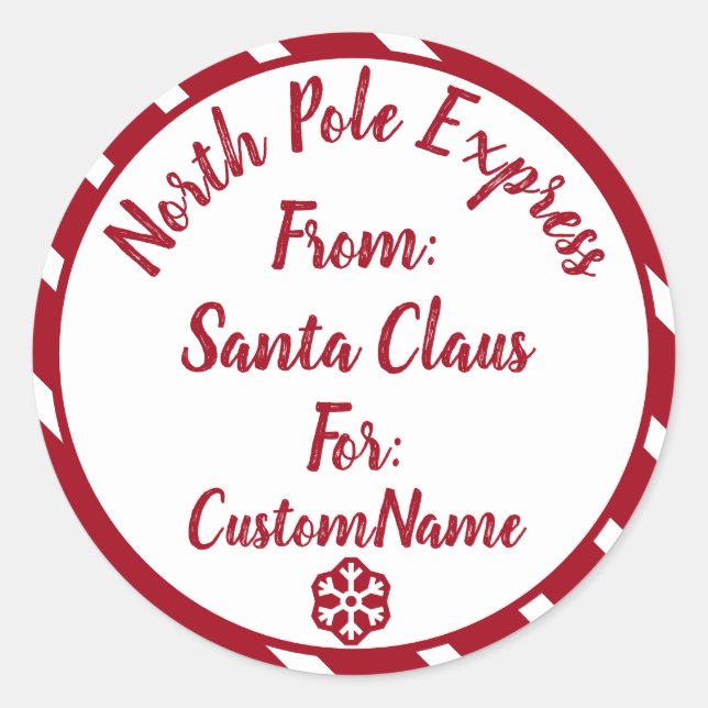 Sticker Rond Pôle Nord Express cadeau de Noël (Devant)
