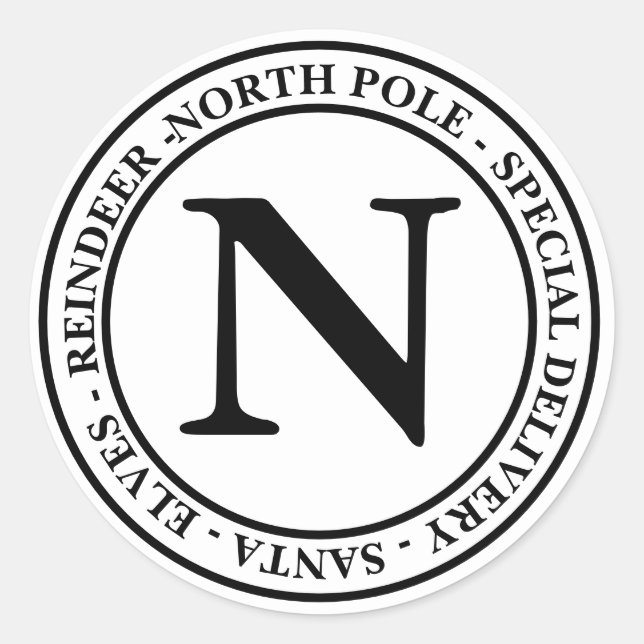 Sticker Rond Pôle Nord Noël Livraison spéciale Blanc (Devant)