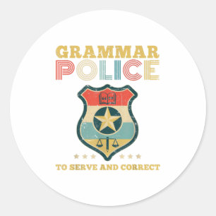 Sticker Rond Police De Grammaire Pour Servir Et Corriger Costum