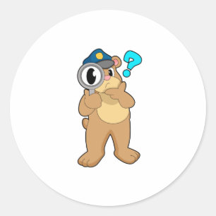 Sticker Rond Police de l'ours Verre de nivellement