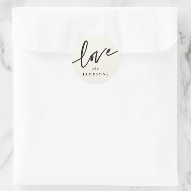 Sticker Rond Police d'écriture 'Amour' personnalisée (Sac)