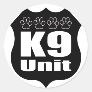 Sticker Rond Police K9 Unit Black Badge Dog