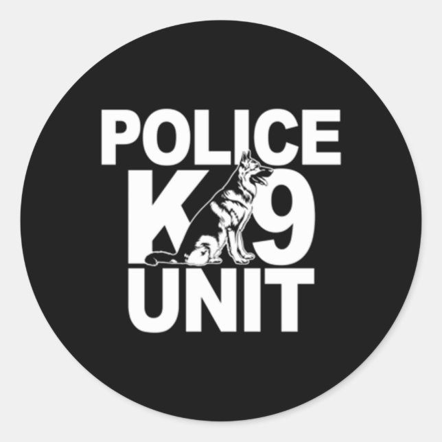 Sticker Rond Police K-9 Unité Ger Shepherd Avant Imprimer (Devant)