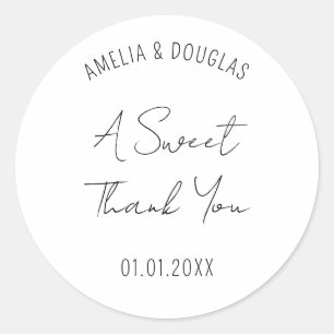 Sticker Rond Police manuscrite moderne A Sweet Merci Mariage