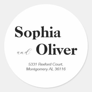 Sticker Rond Police moderne en gras noir et blanc