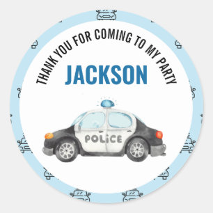 Sticker Rond Police Officier Policier Parti d'anniversaire