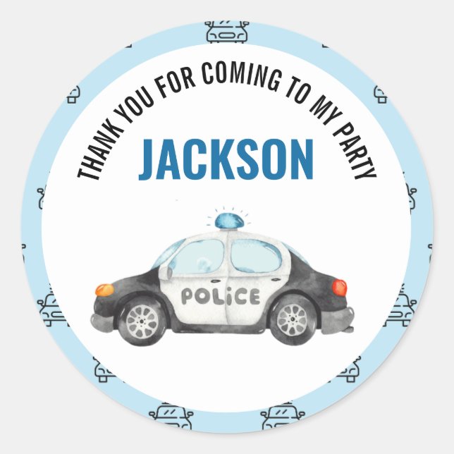 Sticker Rond Police Officier Policier Parti d'anniversaire (Devant)