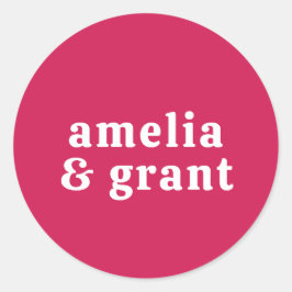 Sticker Rond Police rétro rose chaud Mariage moderne