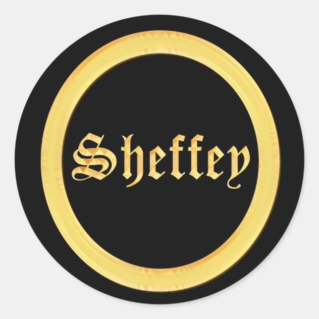 Sticker Rond Polices Sheffey - Monogramme noir et or (Devant)