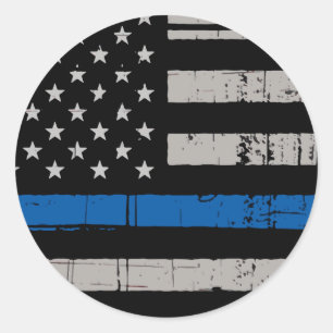 Sticker Rond Policier de la ligne mince rustique