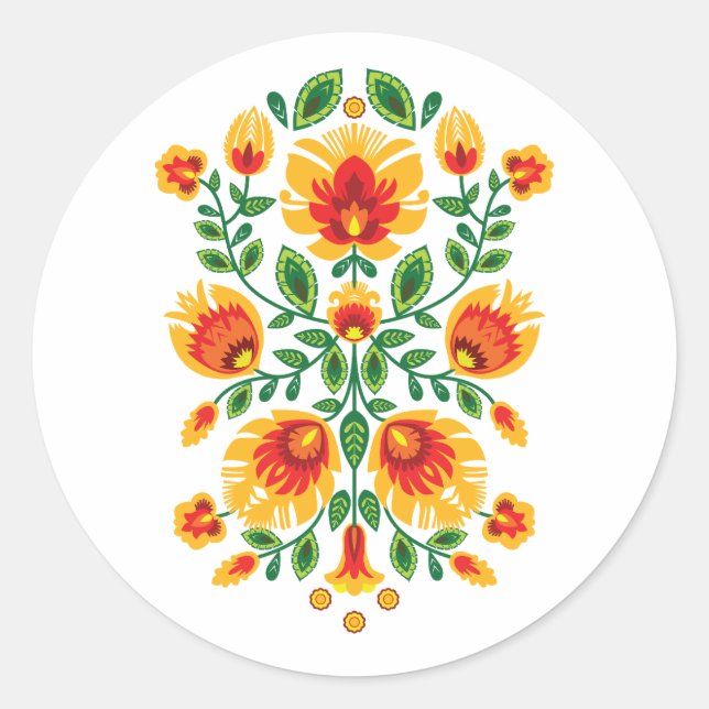 Sticker Rond 💛 🧡 ❤️ Polish superbe Folk Wycinanki (Devant)
