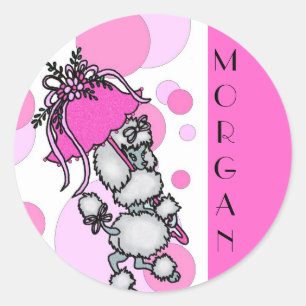 Sticker Rond Polk-a-dots N Poodles - Personnalisable