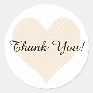 Sticker Rond Polka Dot Antique Merci Coeur Blanc