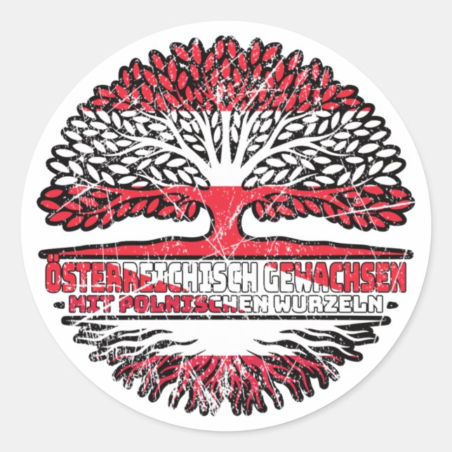 Sticker Rond Polnisch Österreichisch Österreich Baum (Devant)