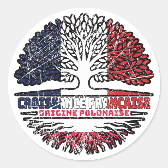 Sticker Rond Pologne Français Français drapeau des racines de l (Devant)