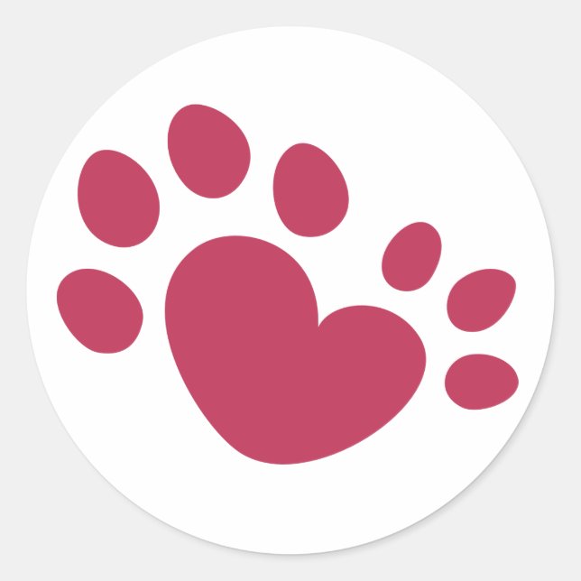 Sticker Rond Polydactyl Chat Coeur Empreinte de patte (Devant)