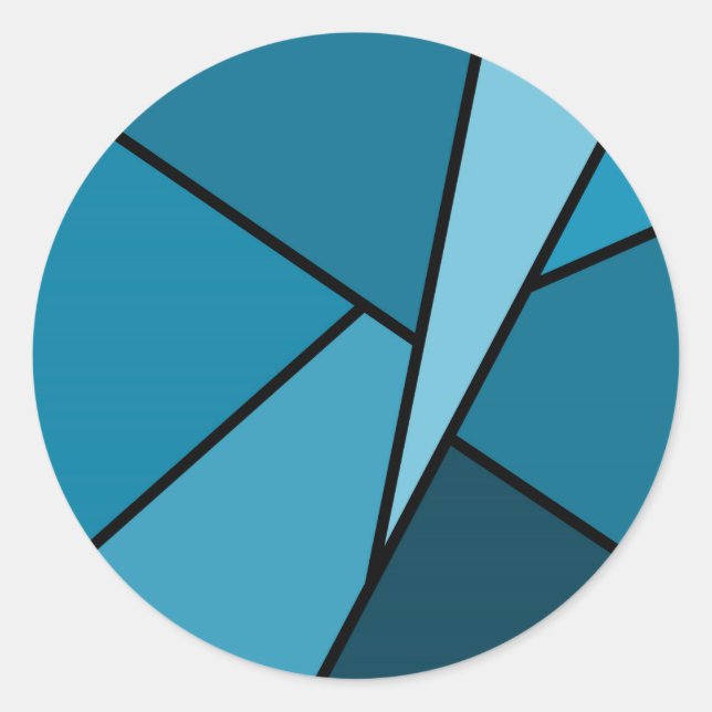 Sticker Rond Polygones Turquoises Abstraits (Devant)