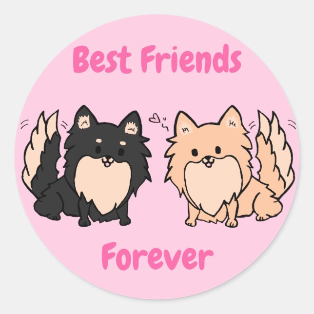 Sticker Rond Pom BFF mignon (Devant)