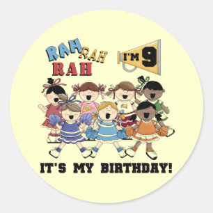 Sticker Rond Pom-pom girl 9e anniversaire Tshirts et cadeaux