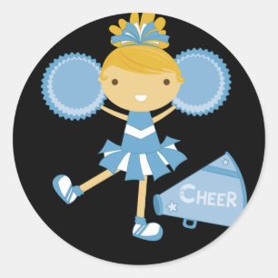 Sticker Rond Pom-pom girl en bleu