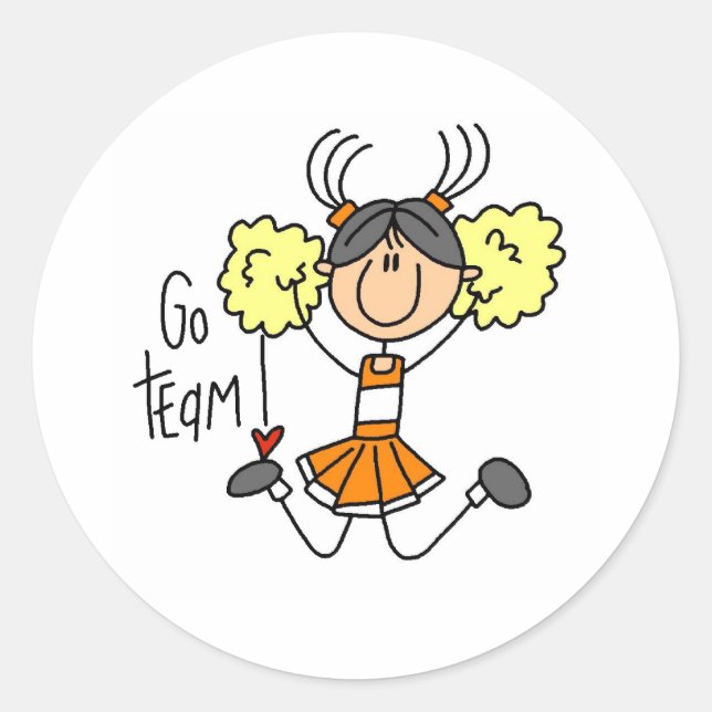 Sticker Rond Pom-pom girl orange (Devant)