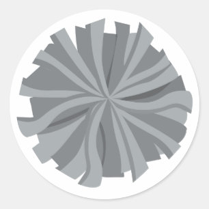 Sticker Rond Pom Pom-pom girl gris argenté