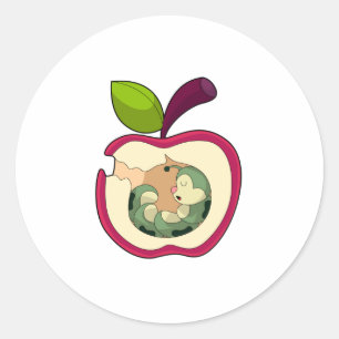 Sticker Rond Pomme à bec à chenille