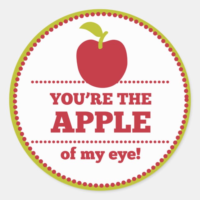 Sticker Rond Pomme de mon oeil Fruit Valentine (Devant)