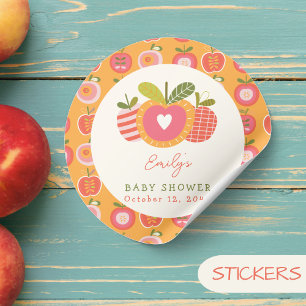 Sticker Rond Pomme de Nos Yeux Baby Shower Orange Fantaisiste