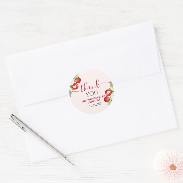 Sticker Rond Pomme de notre Baby shower oculaire (Enveloppe)