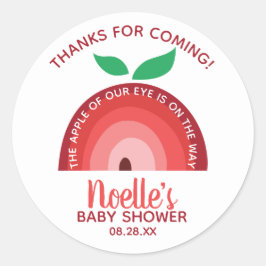 Sticker Rond Pomme de notre oeil, Apple Baby shower arc-en-ciel