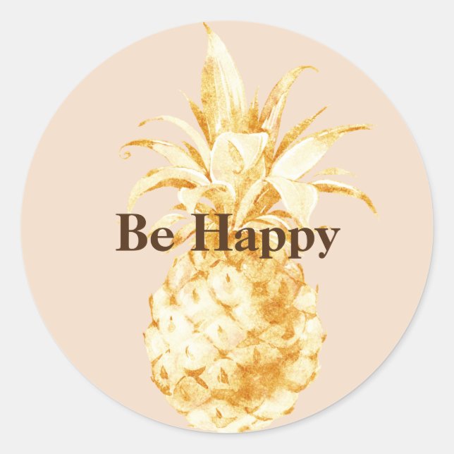 Sticker Rond Pomme de Pêche Jaune Ananas Confetti (Devant)