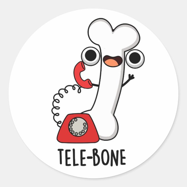 Sticker Rond Pomme de téléphone à os amusant (Devant)