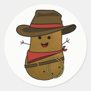 Sticker Rond Pomme de terre cowboy