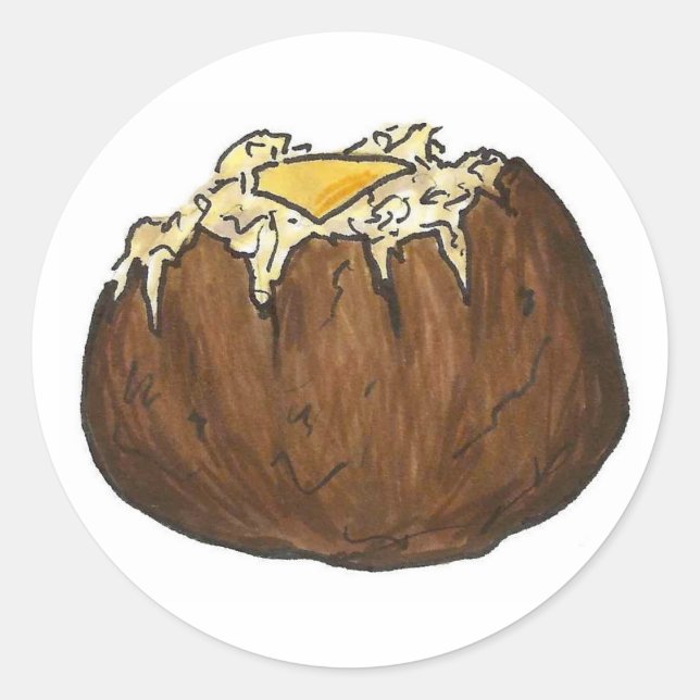 Sticker Rond Pomme de terre cuite au four Pommes de terre chaud (Devant)