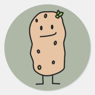 Sticker Rond Pomme de terre de sourire mignonne heureuse