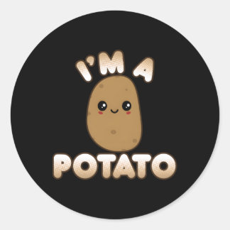Sticker Rond Pomme De Terre Kawaii Style Sourire Je Suis Une Po