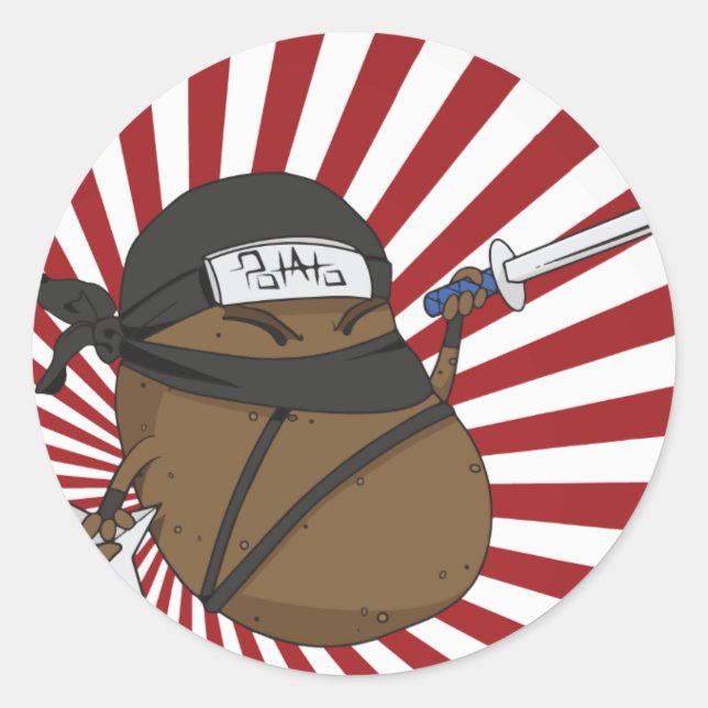 Sticker Rond Pomme de terre Ninja (Devant)