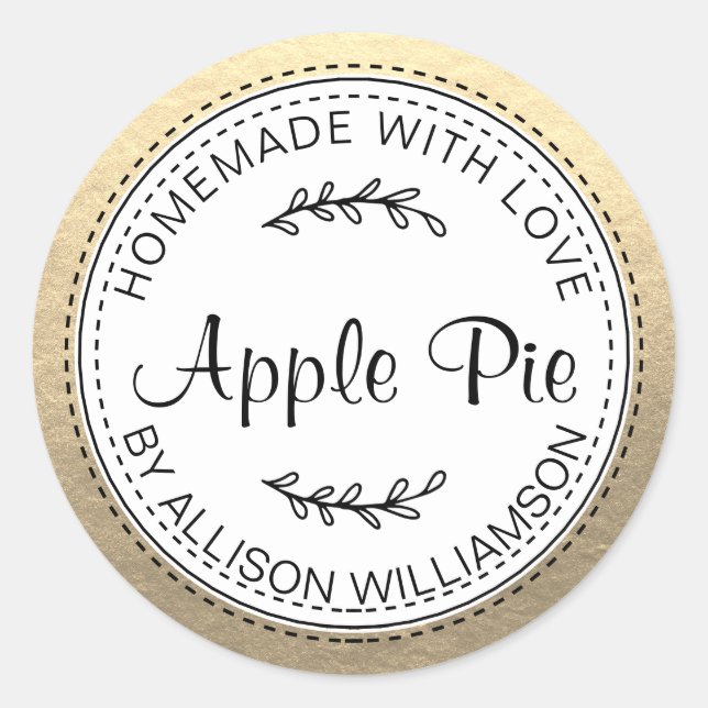 Sticker Rond Pomme maison rustique à tarte Or (Devant)